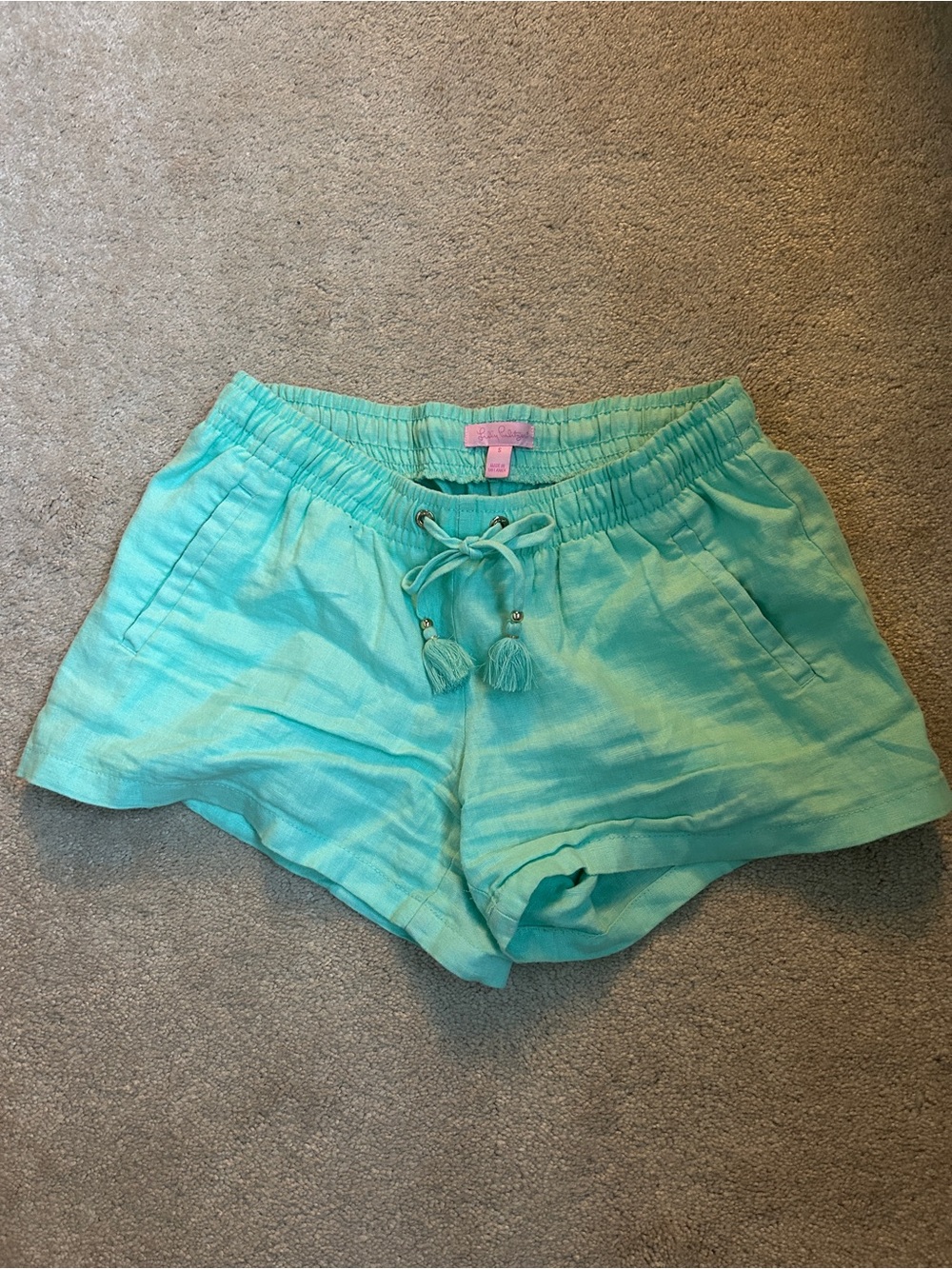 Lilly Pulitzer Aqua Drawstring Linen shorts